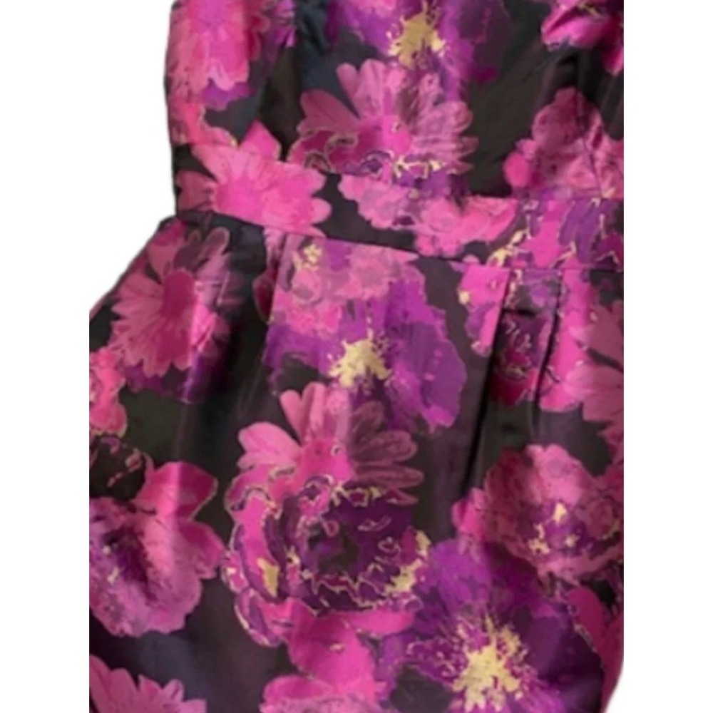 Tahari ASL Pink Purple Gold Metallic Floral Brocade Sheath Dress size 12 - Picture 4 of 8